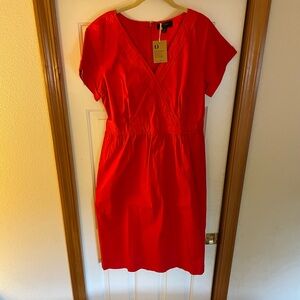 J. Crew Red Sheath Dress with Flutter Sleeves - 12 tall - EUC